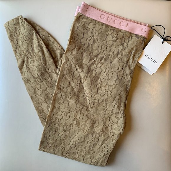 Gucci Floral Lace Tights in Tan new with tags - Picture 1 of 8